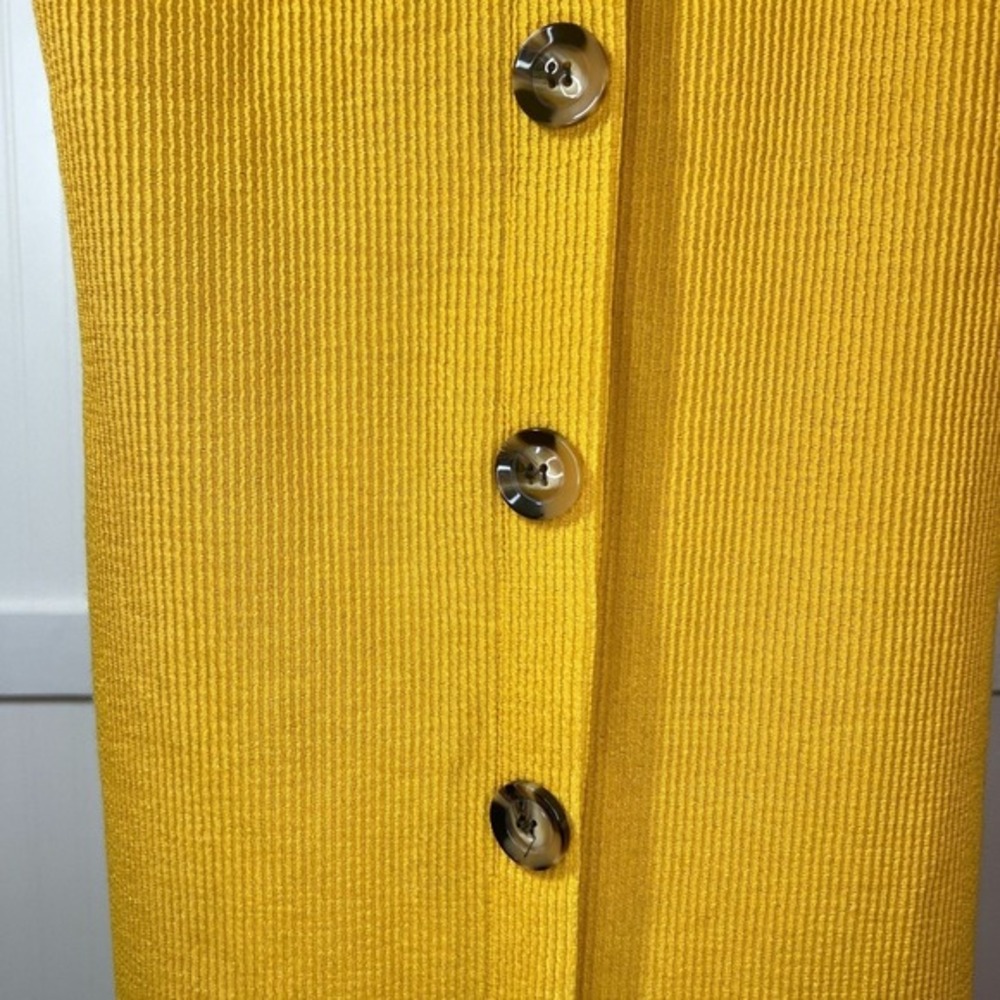 Mustard Yellow Shift Dress Prairie Cottagecore Button Tank Strap Solid NWT Small - Picture 6 of 7